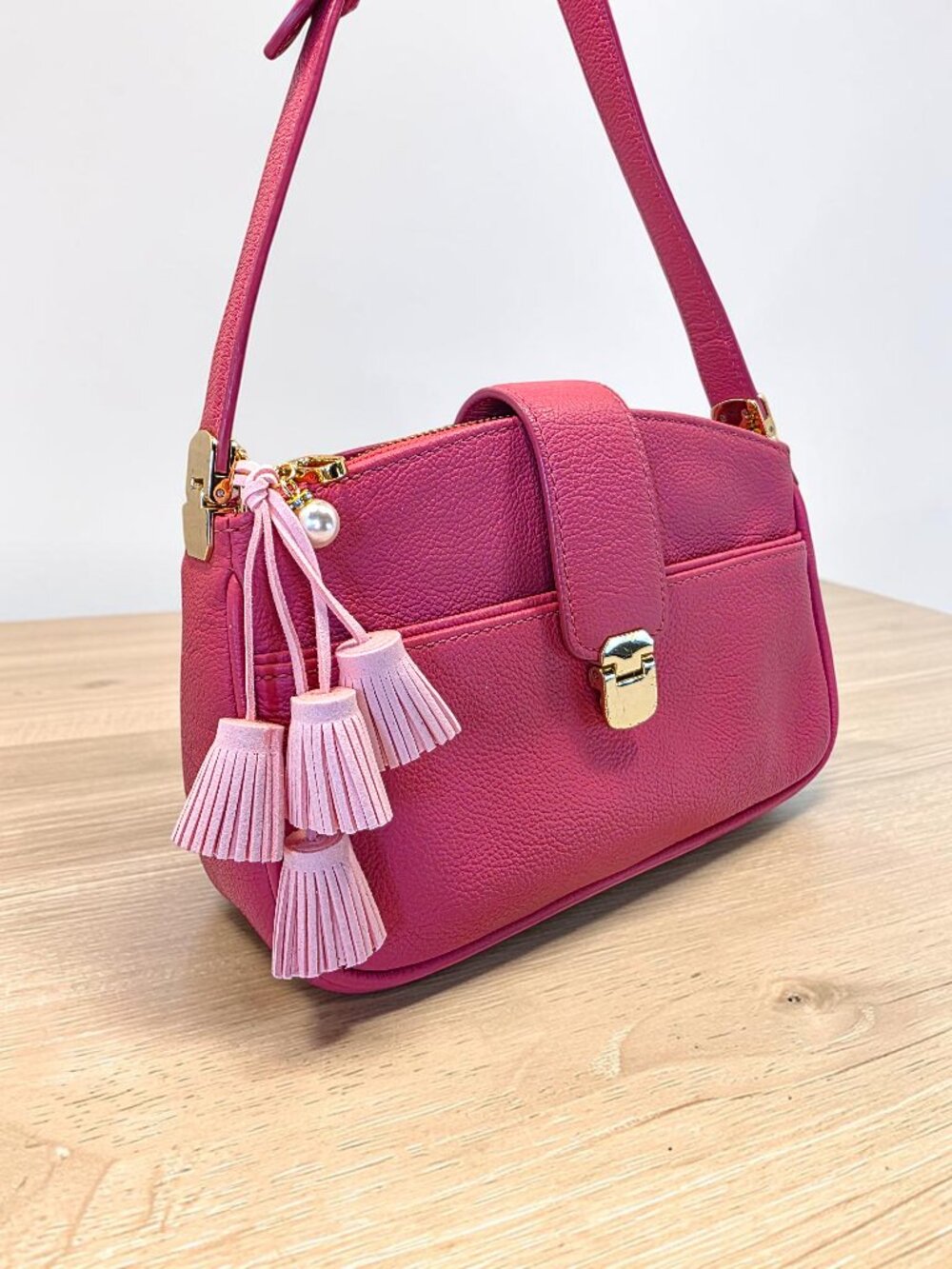 Hot Pink Leather Shoulder Bag by Talbots NWOT